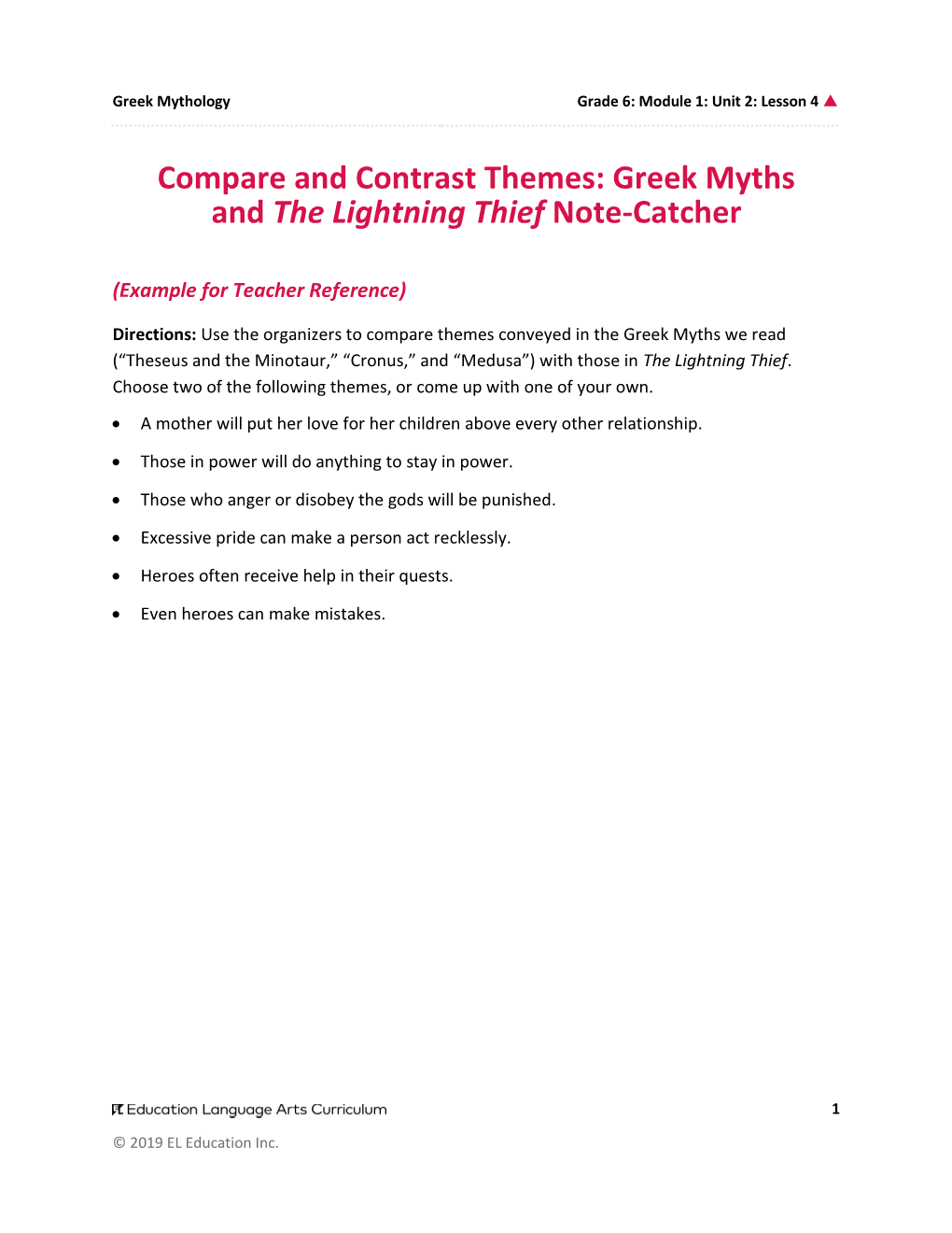 Greek Myths and the Lightning Thief Note-Catcher