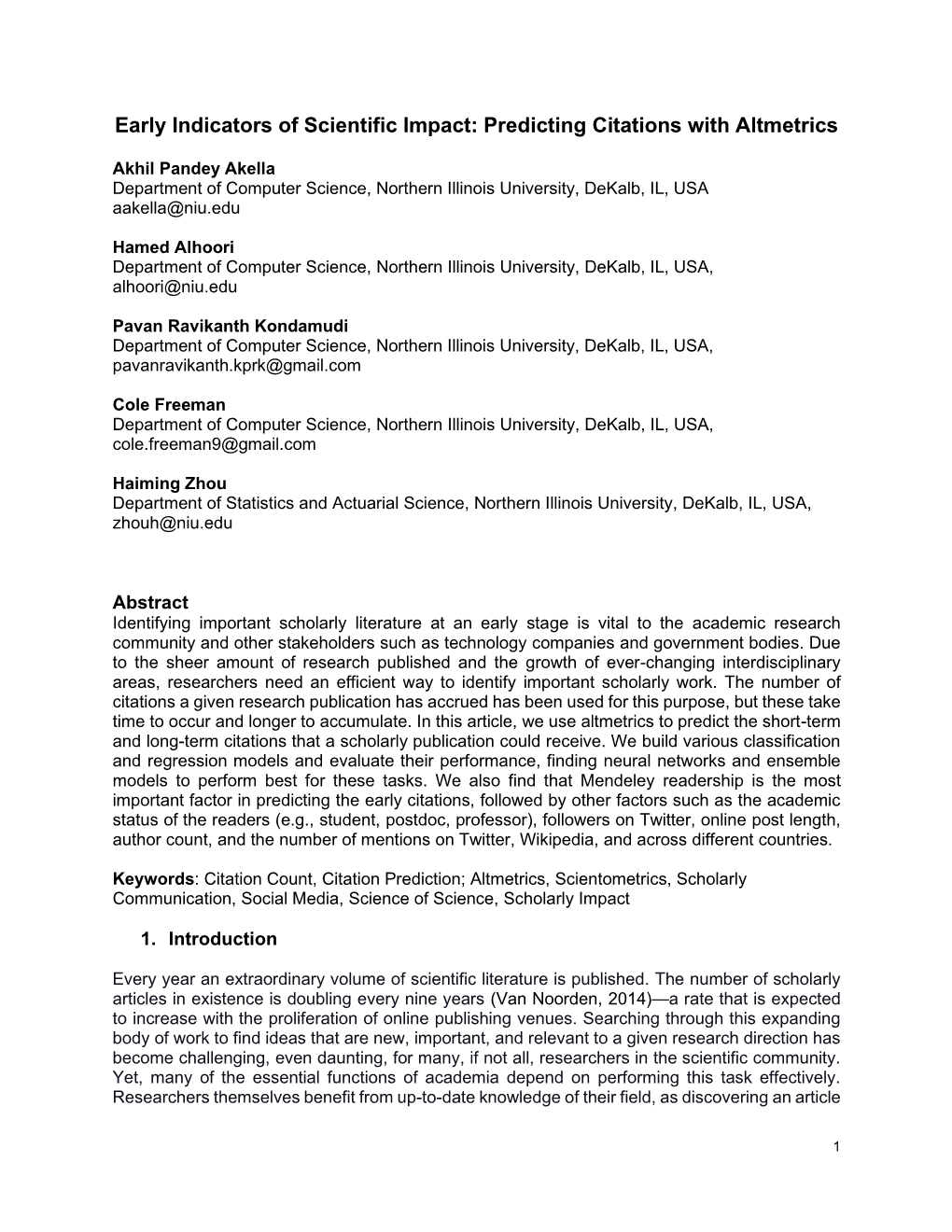 Early Indicators of Scientific Impact: Predicting Citations with Altmetrics