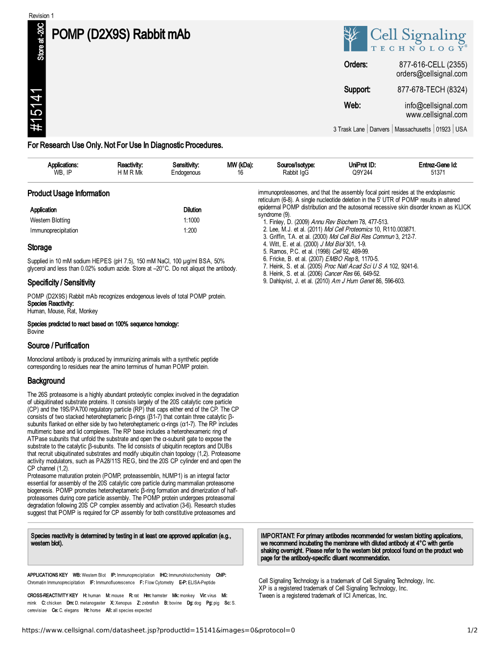 15141 POMP (D2X9S) Rabbit Mab