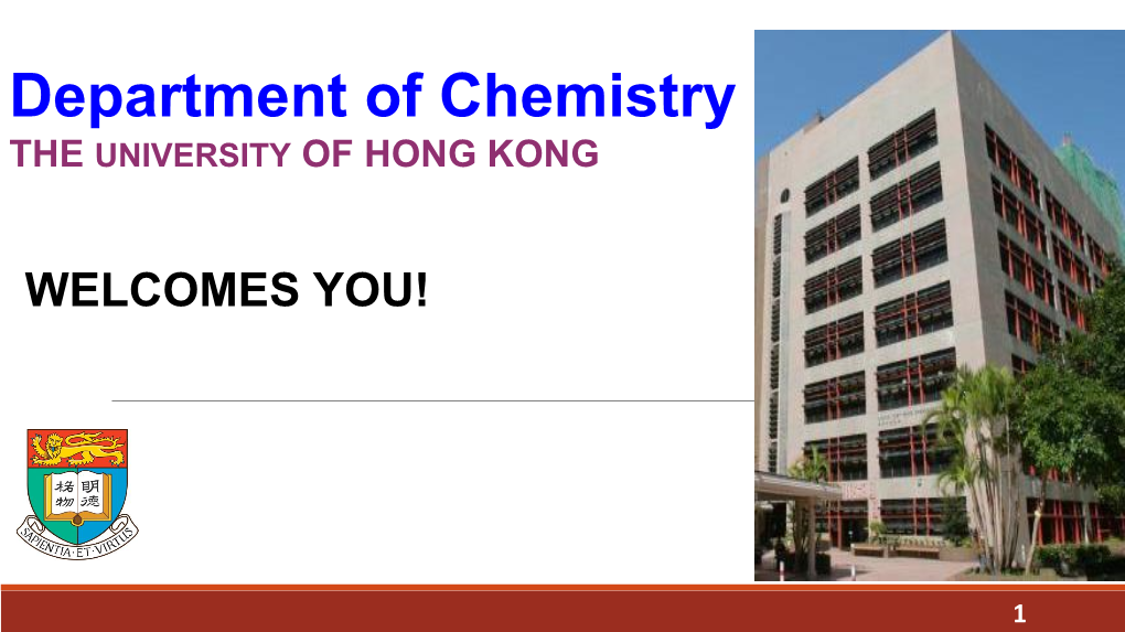 Department of Chemistry the UNIVERSITY of HONG KONG