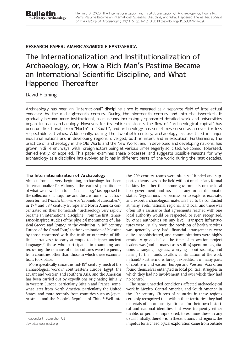 The Internationalization and Institutionalization of Archaeology