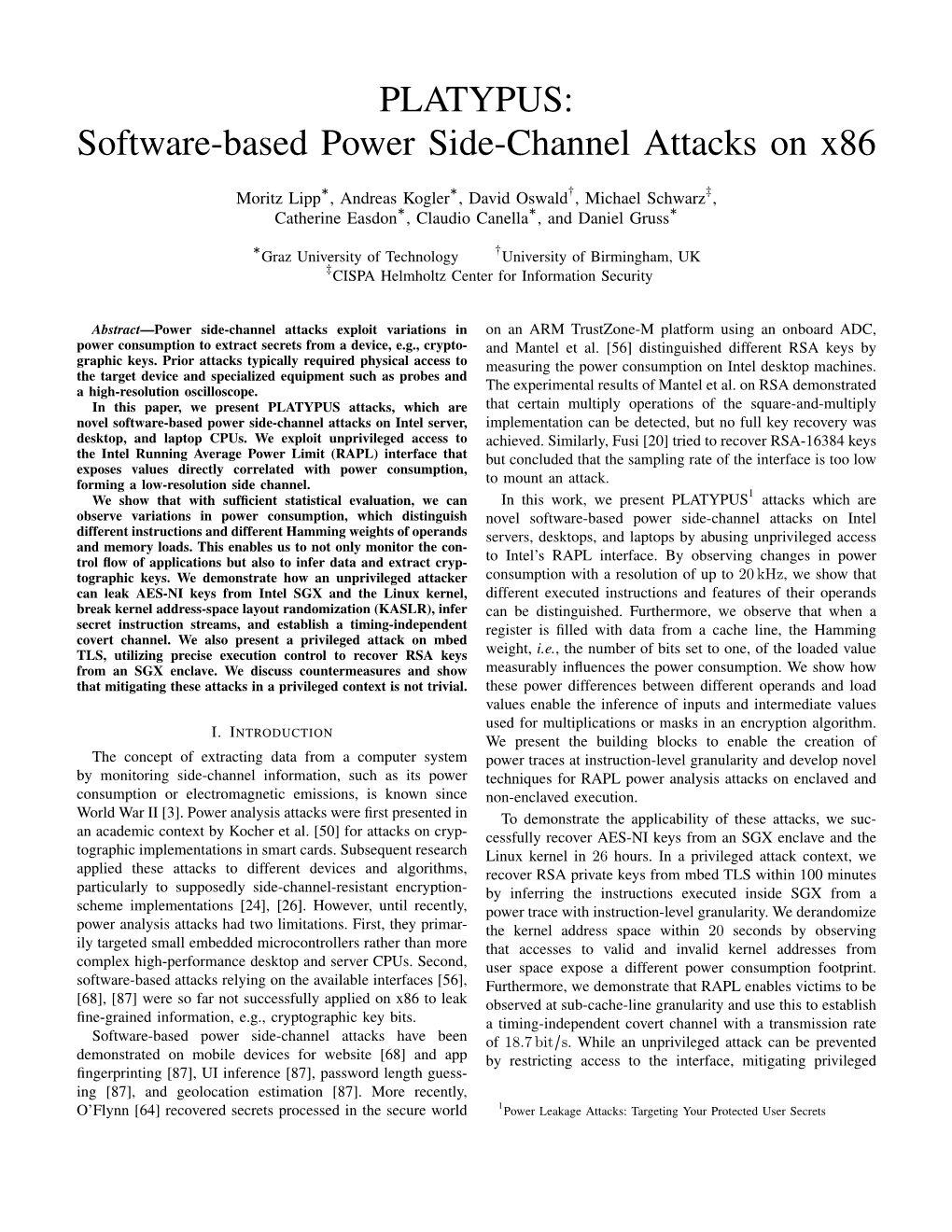 Software-Based Power Side-Channel Attacks on X86