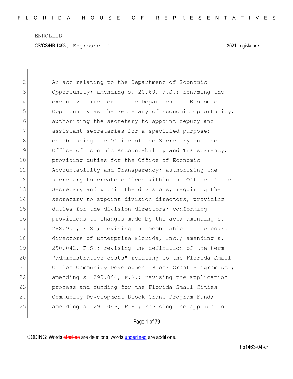 CS/CS/HB 1463, Engrossed 1 2021 Legislature