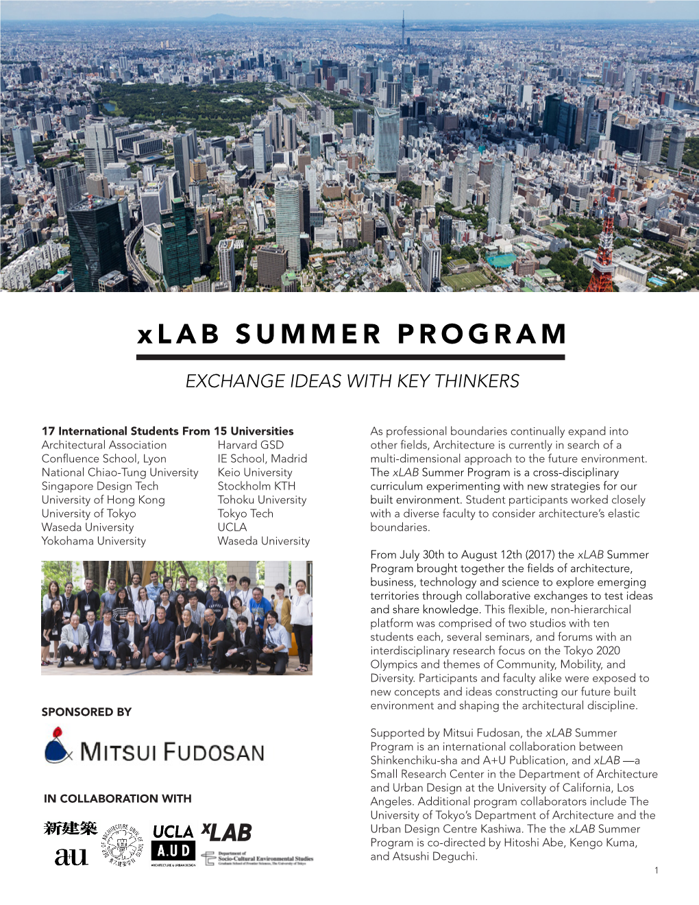 Xlab SUMMER PROGRAM EXCHANGE IDEAS with KEY THINKERS