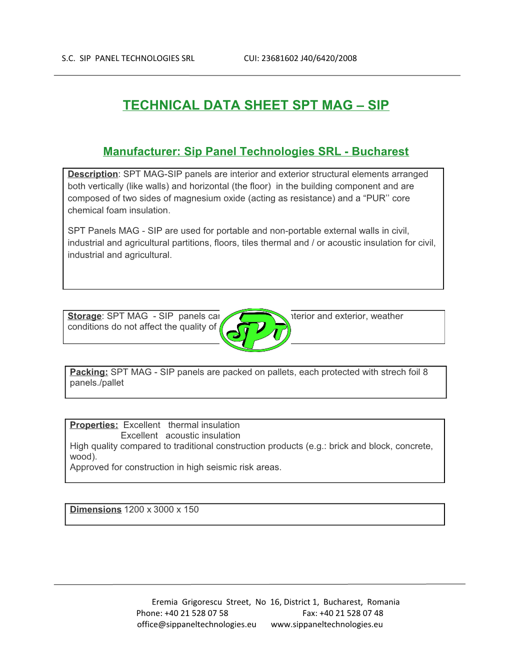 Technical Data Sheet Spt Mag Sip