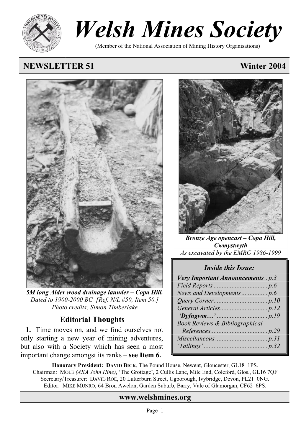 Welsh Mines Society (Member of the National Association of Mining History Organisations)