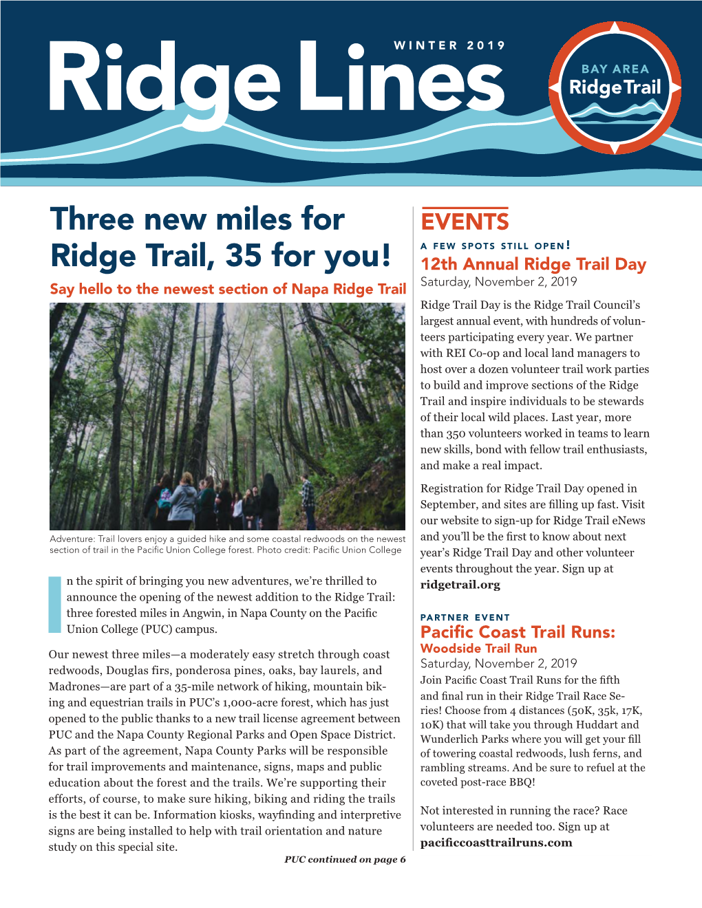 Three New Miles for Ridge Trail, 35 for You!