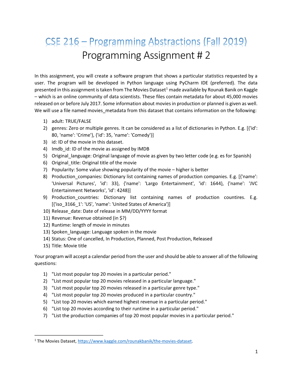 Programming Assignment # 2