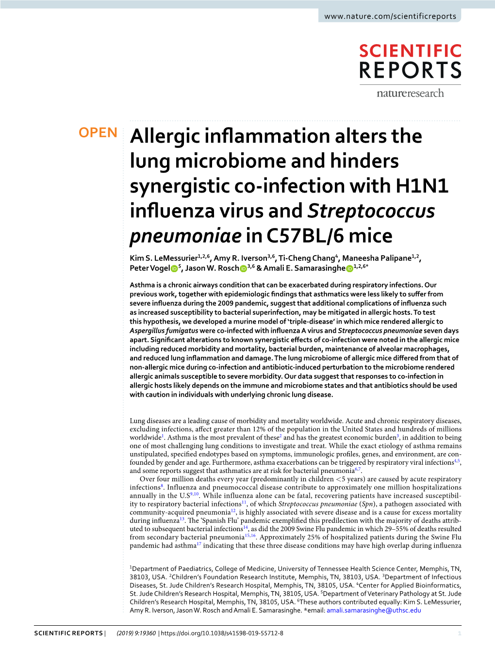 Allergic Inflammation Alters the Lung Microbiome and Hinders Synergistic