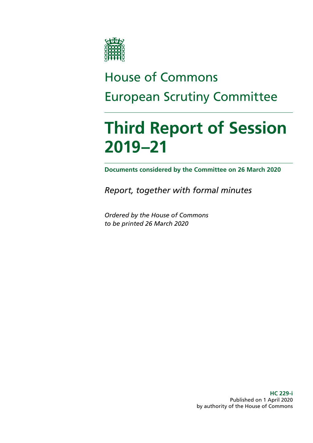 Third Report of Session 2019–21