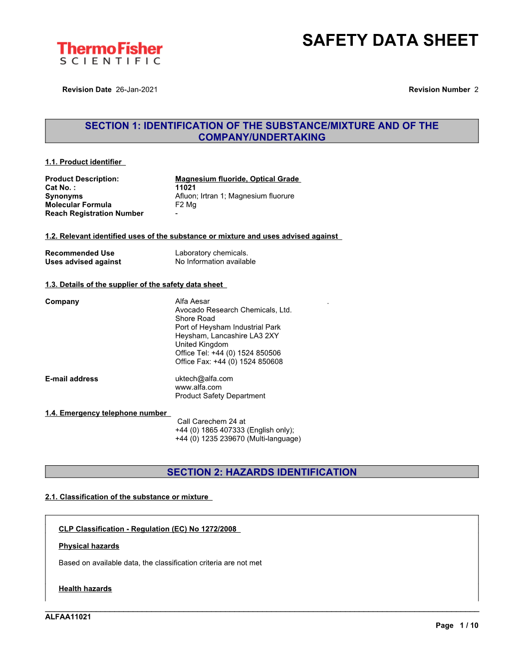 Safety Data Sheet