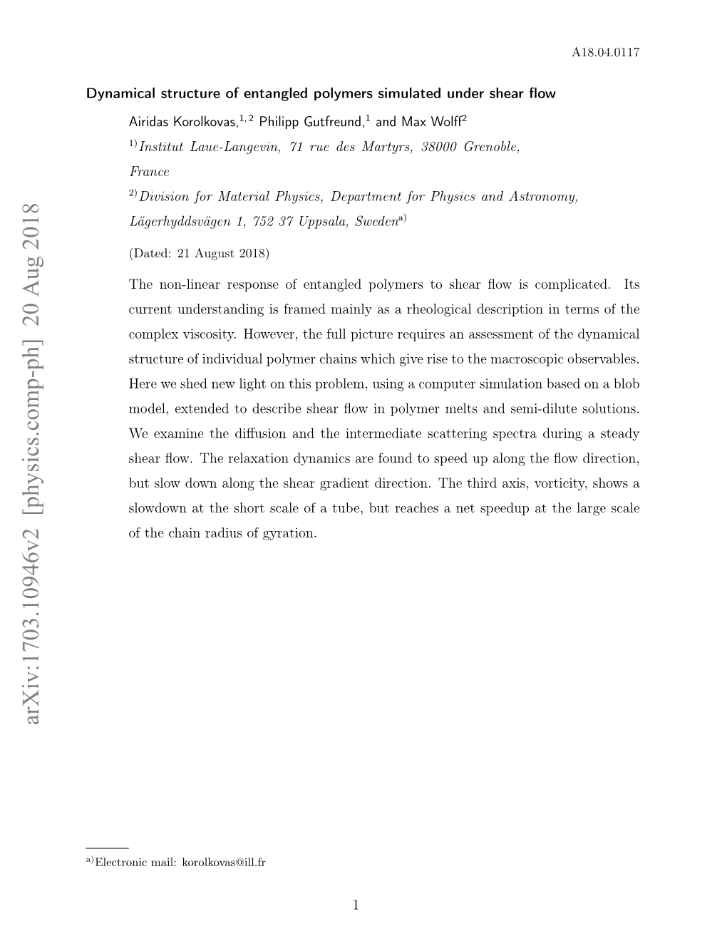 Arxiv:1703.10946V2 [Physics.Comp-Ph] 20 Aug 2018