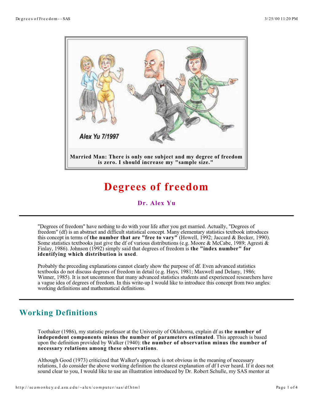 Degrees of Freedom--SAS 3/25/00 11:20 PM