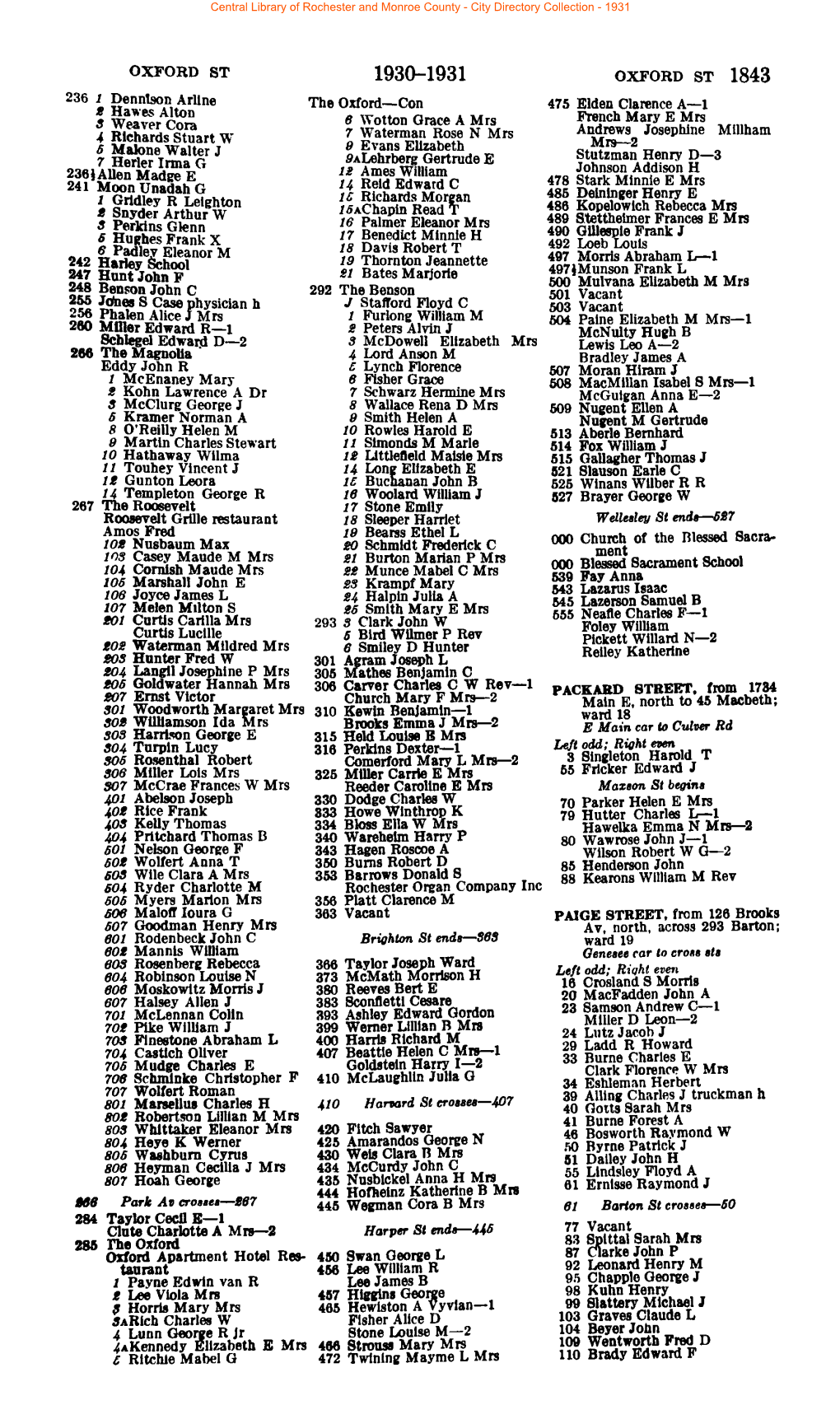 OXFORD ST 236}Auen Madge 241 Moonunadahg 7 Gridley R Leighton 5 Hughes Frank X 242 Hariey School Physician H Schlegel Edward D2