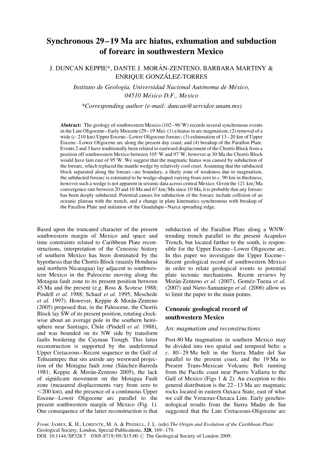 Synchronous 29–19 Ma Arc Hiatus, Exhumation and Subduction of Forearc in Southwestern Mexico