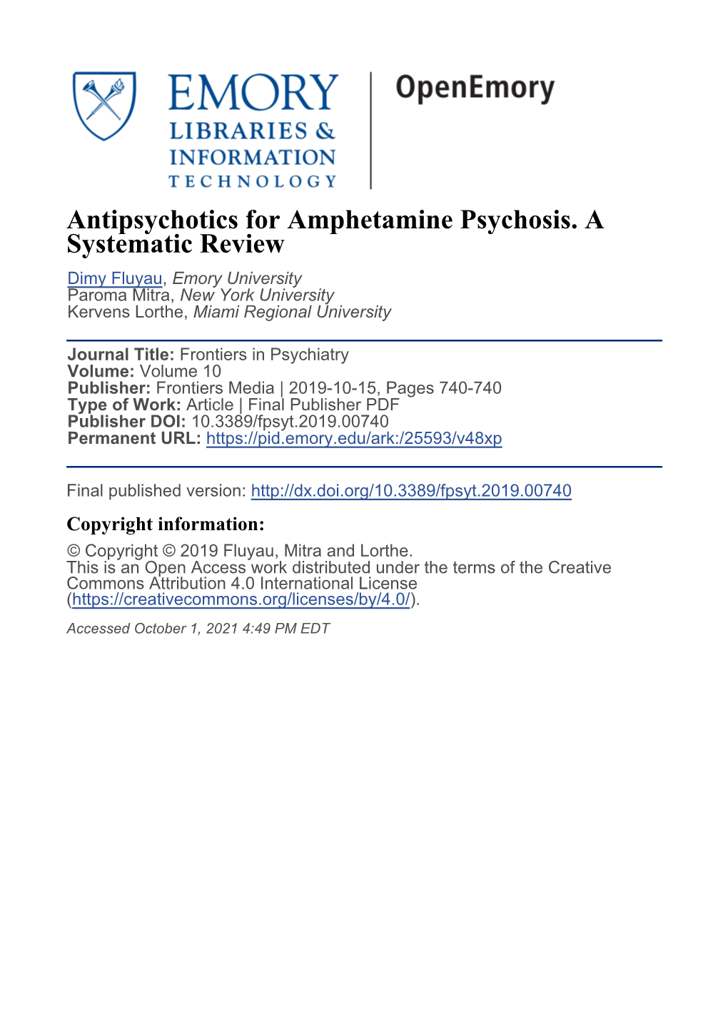 Antipsychotics for Amphetamine Psychosis. A