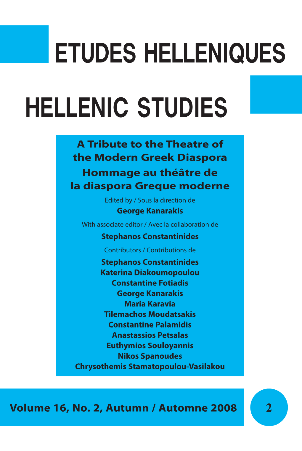 Etudes Helleniques Hellenic Studies