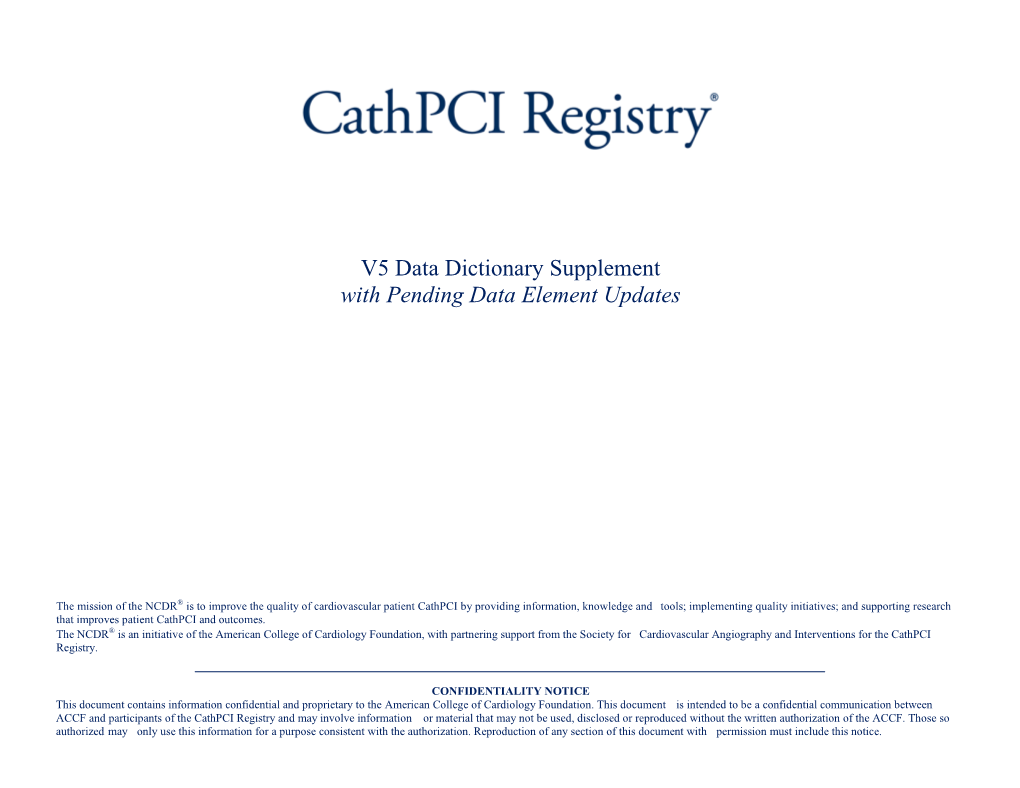 V5 Data Dictionary Supplement with Pending Data Element Updates