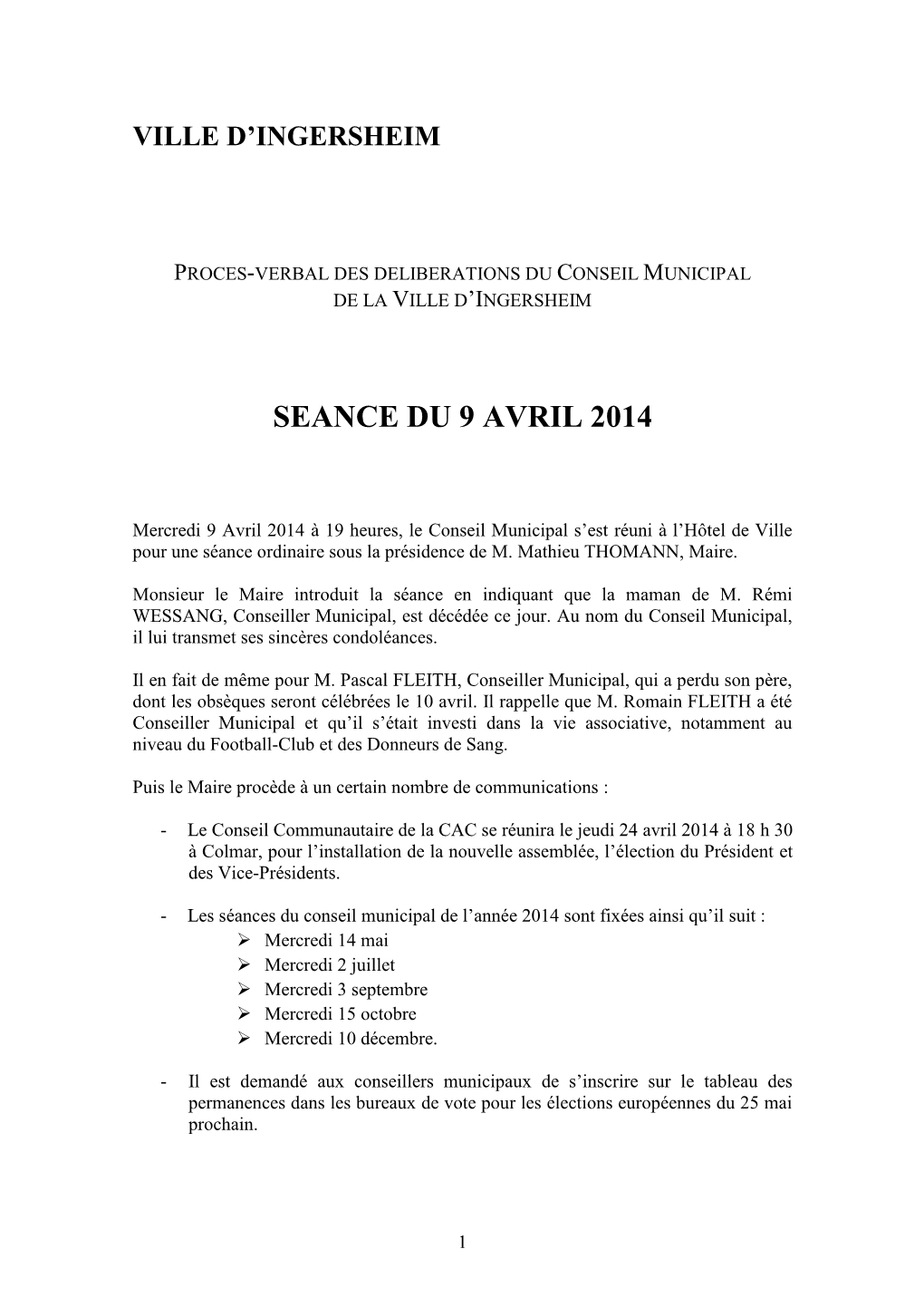 Seance Du 9 Avril 2014