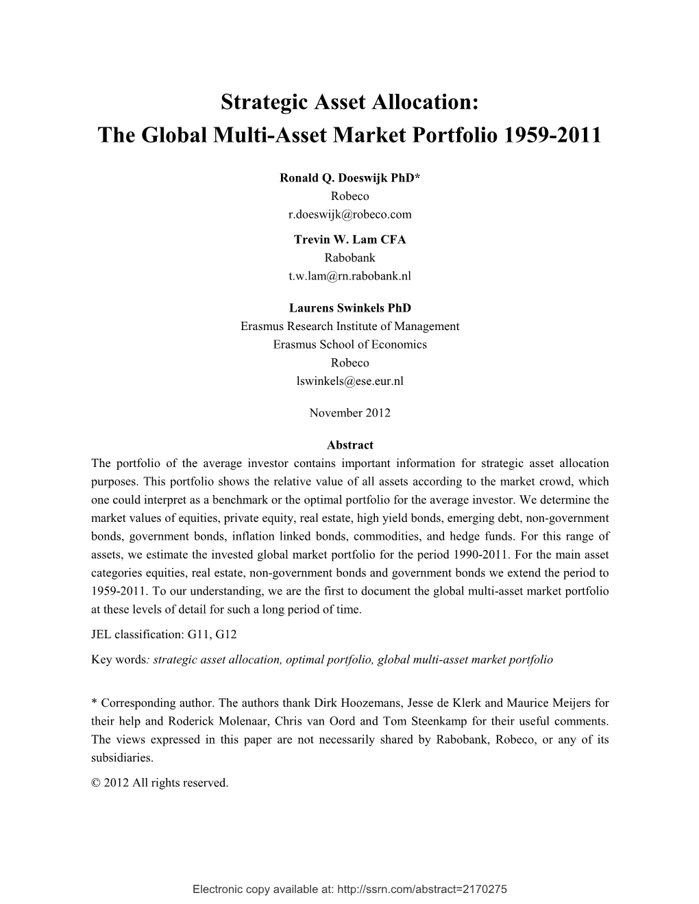 The Global Multi-Asset Market Portfolio V2.9