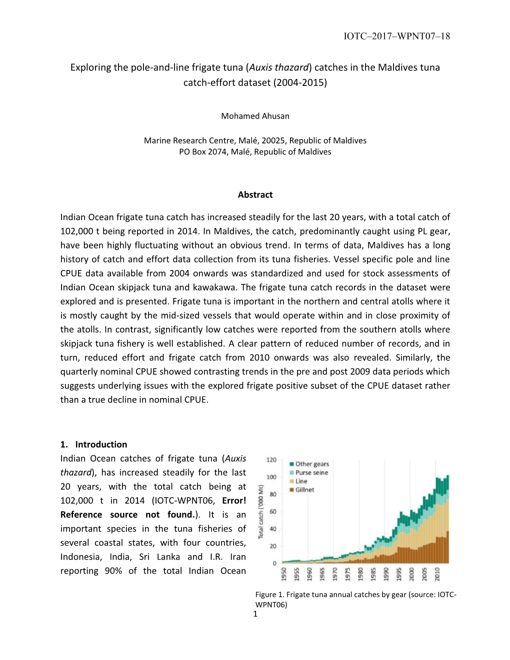 Auxis Thazard) Catches in the Maldives Tuna Catch-Effort Dataset (2004-2015)