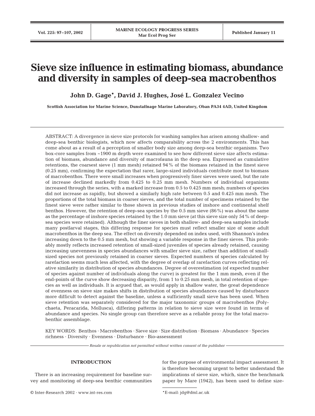 Sieve Size Influence in Estimating Biomass, Abundance and Diversity in Samples of Deep-Sea Macrobenthos