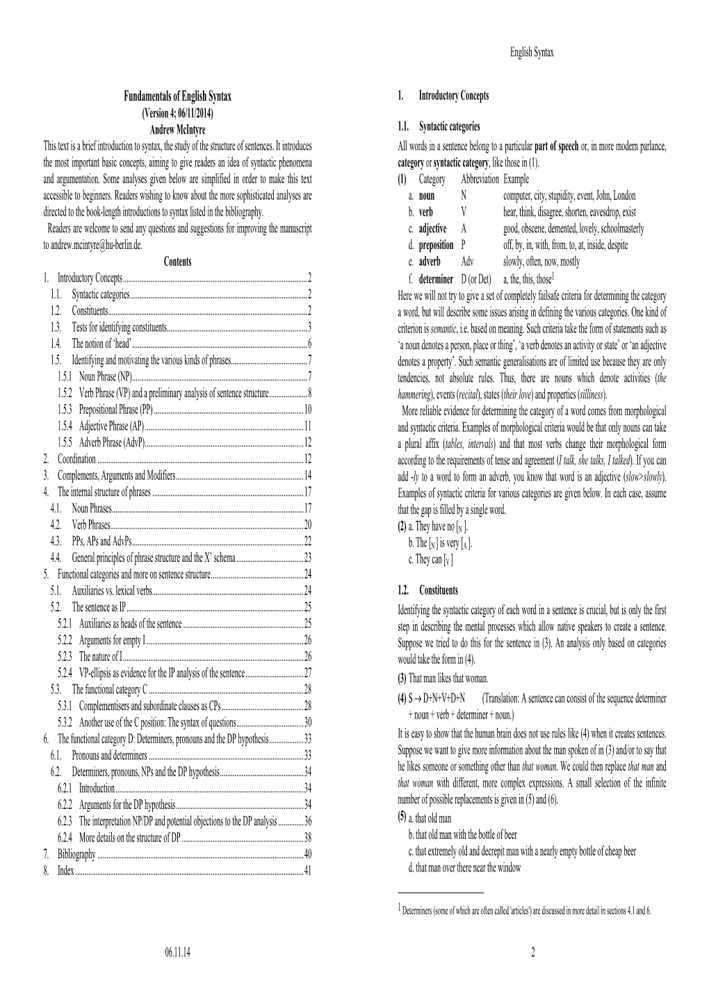 Fundamentals of English Syntax 1