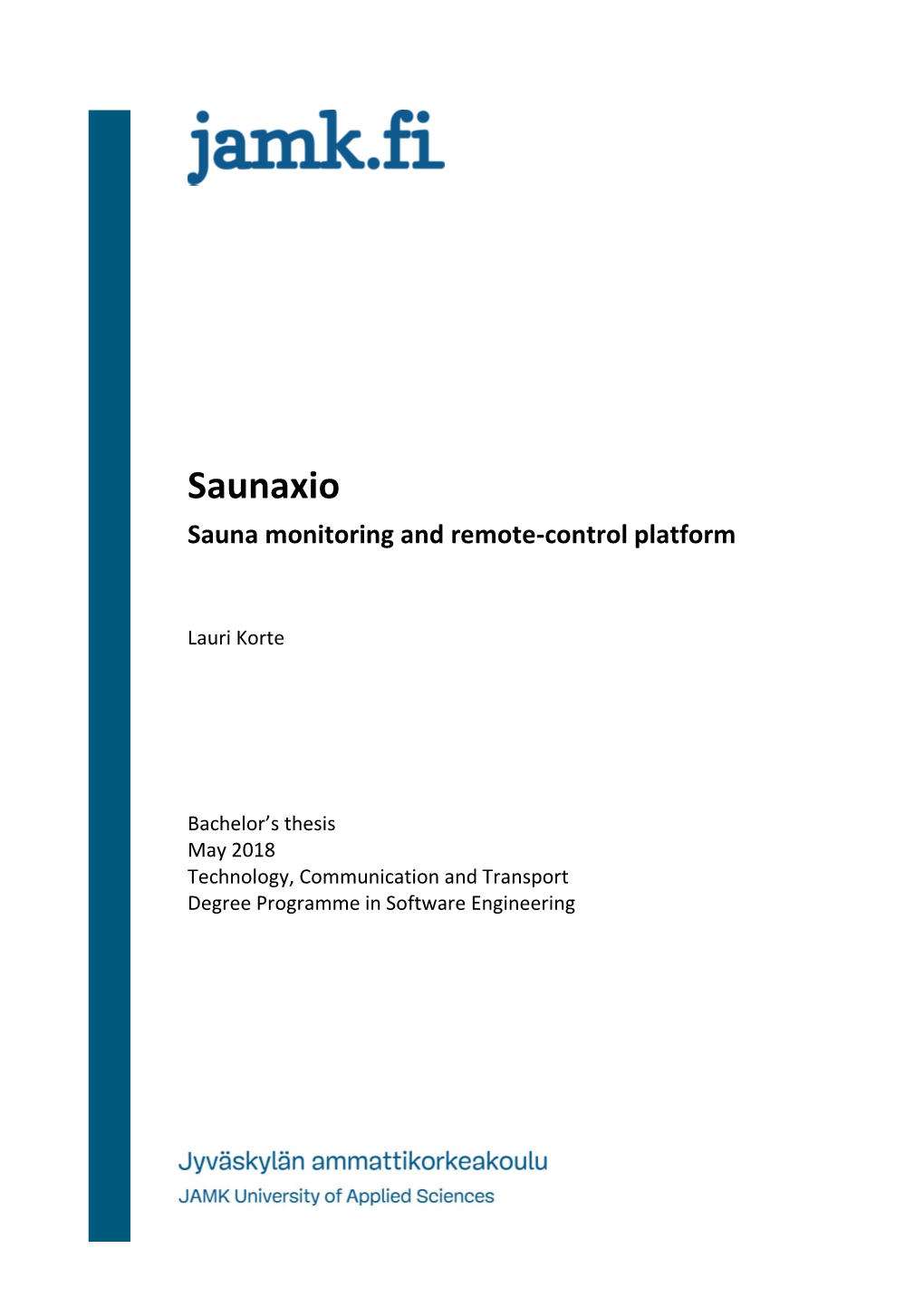 Saunaxio Sauna Monitoring and Remote-Control Platform