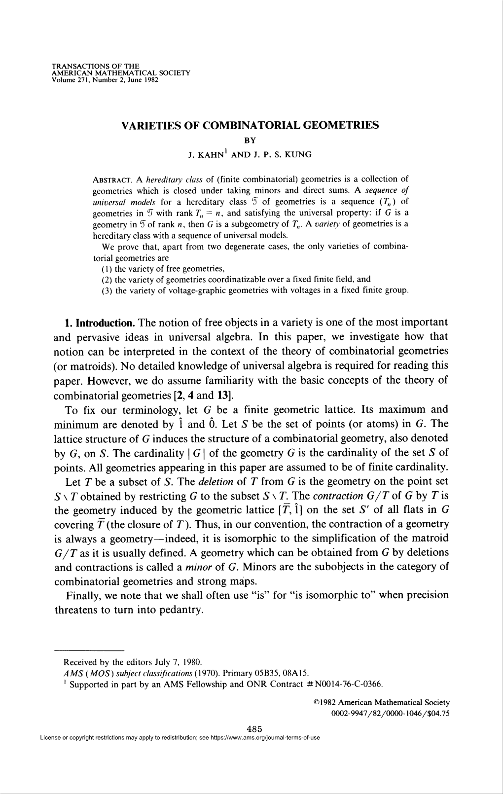 Varieties of Combinatorial Geometries by J