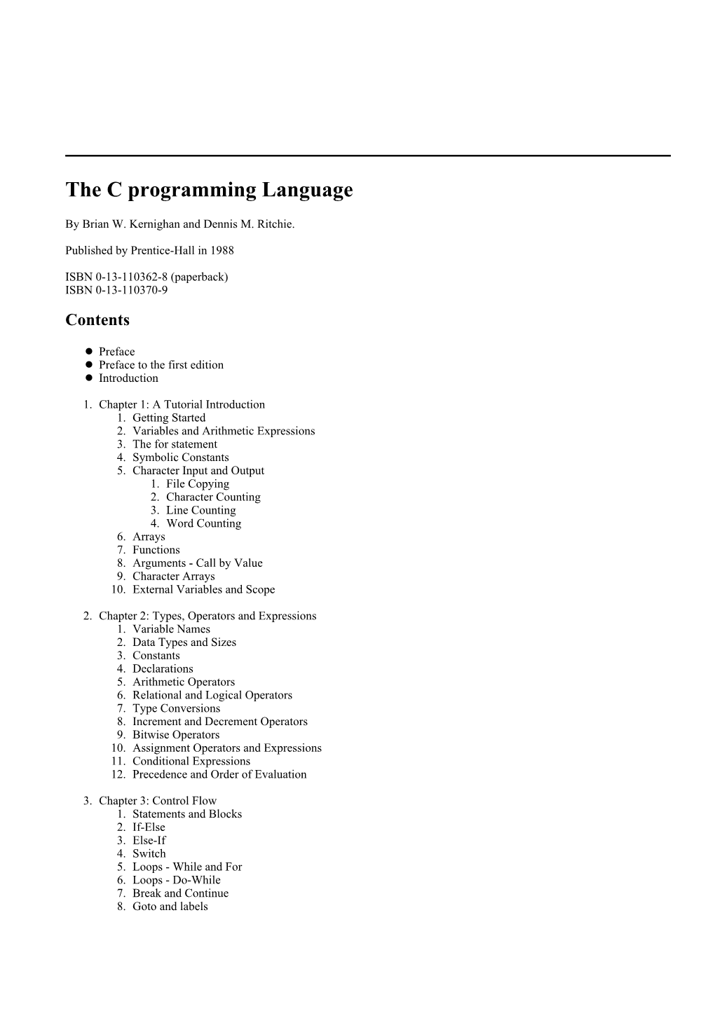 The C Programming Language