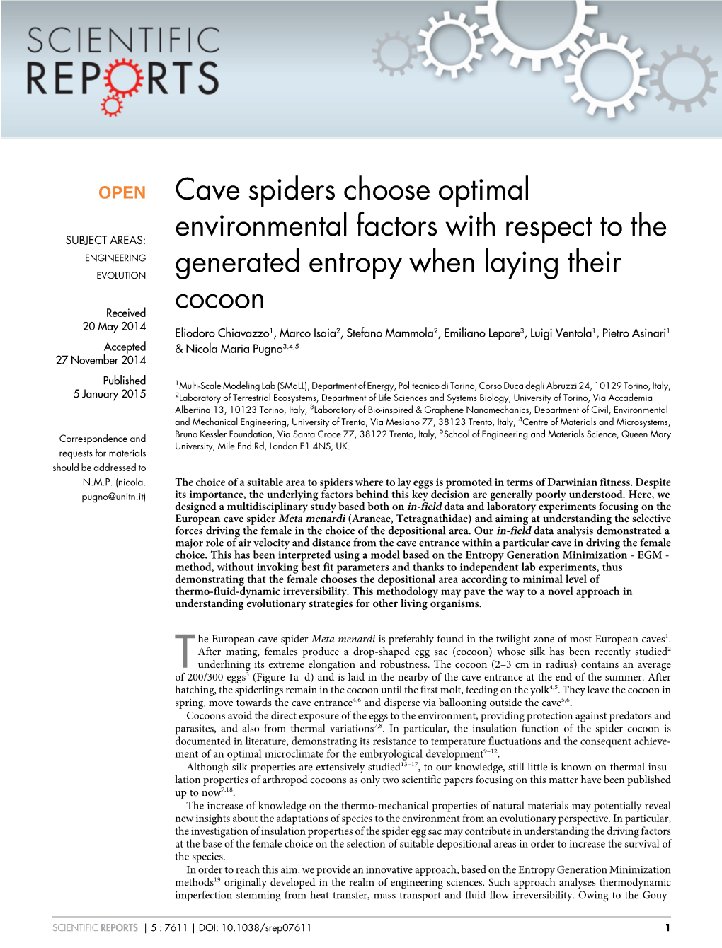 Cave Spiders Choose Optimal Environmental Factors with Respect