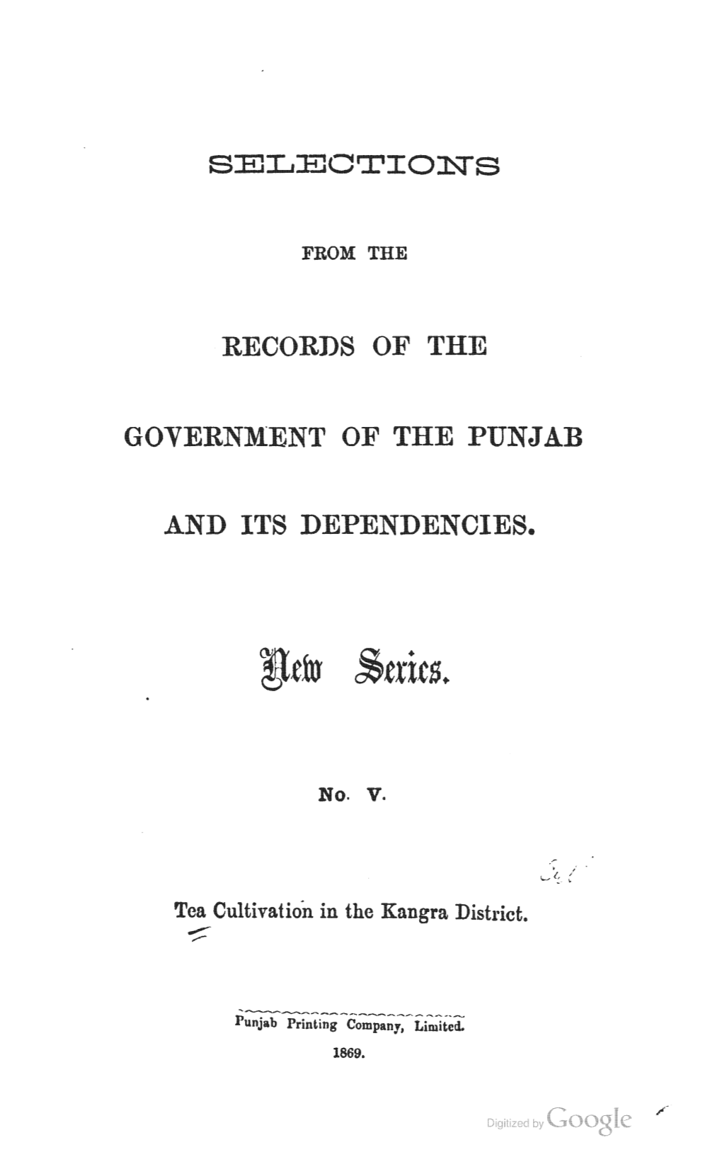 Records of the Government of the Punjab and Its Dependencies