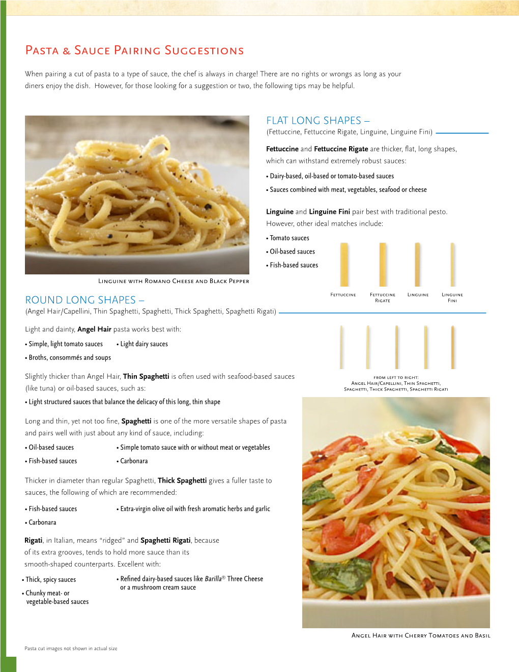 Pasta & Sauce Pairing Suggestions