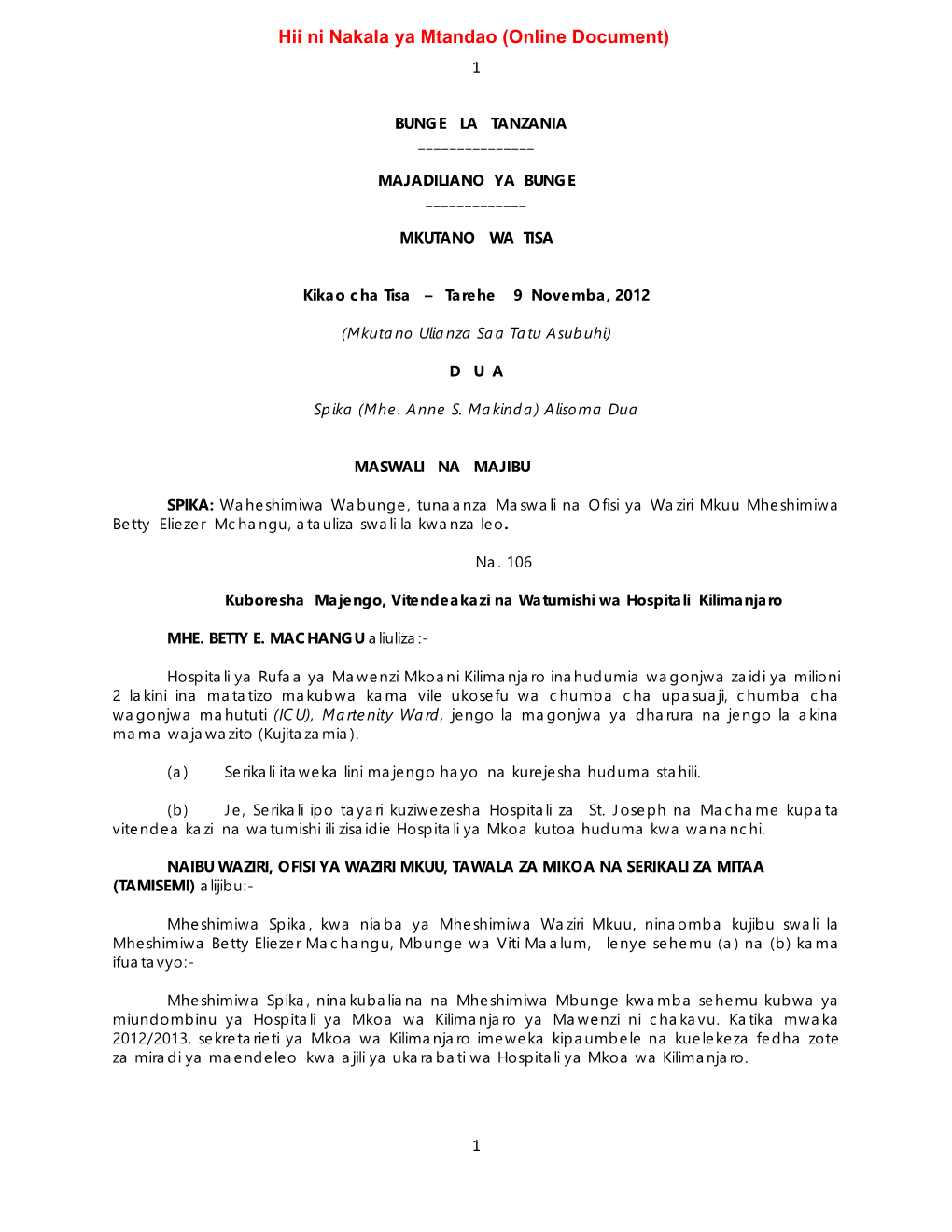Hii Ni Nakala Ya Mtandao (Online Document) 1