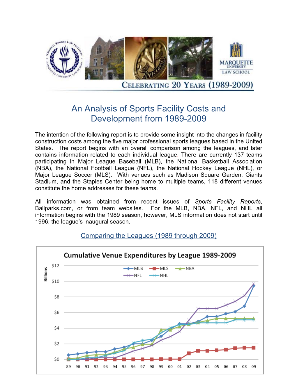 An Analysis of Sports Facility Costs and Development from 1989-2009