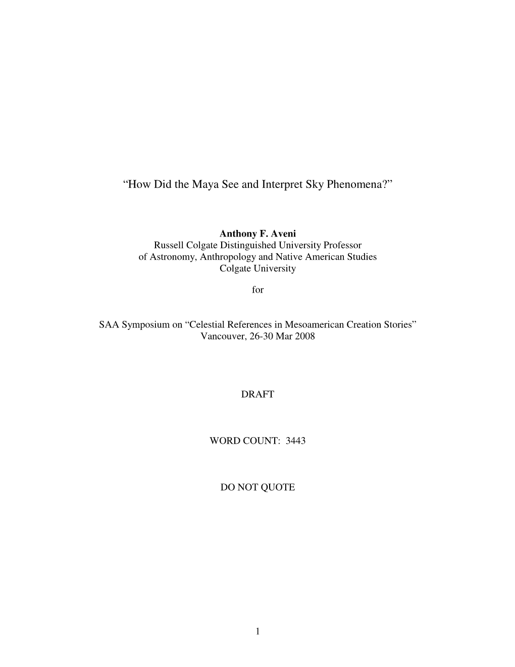 “How Did the Maya See and Interpret Sky Phenomena?”