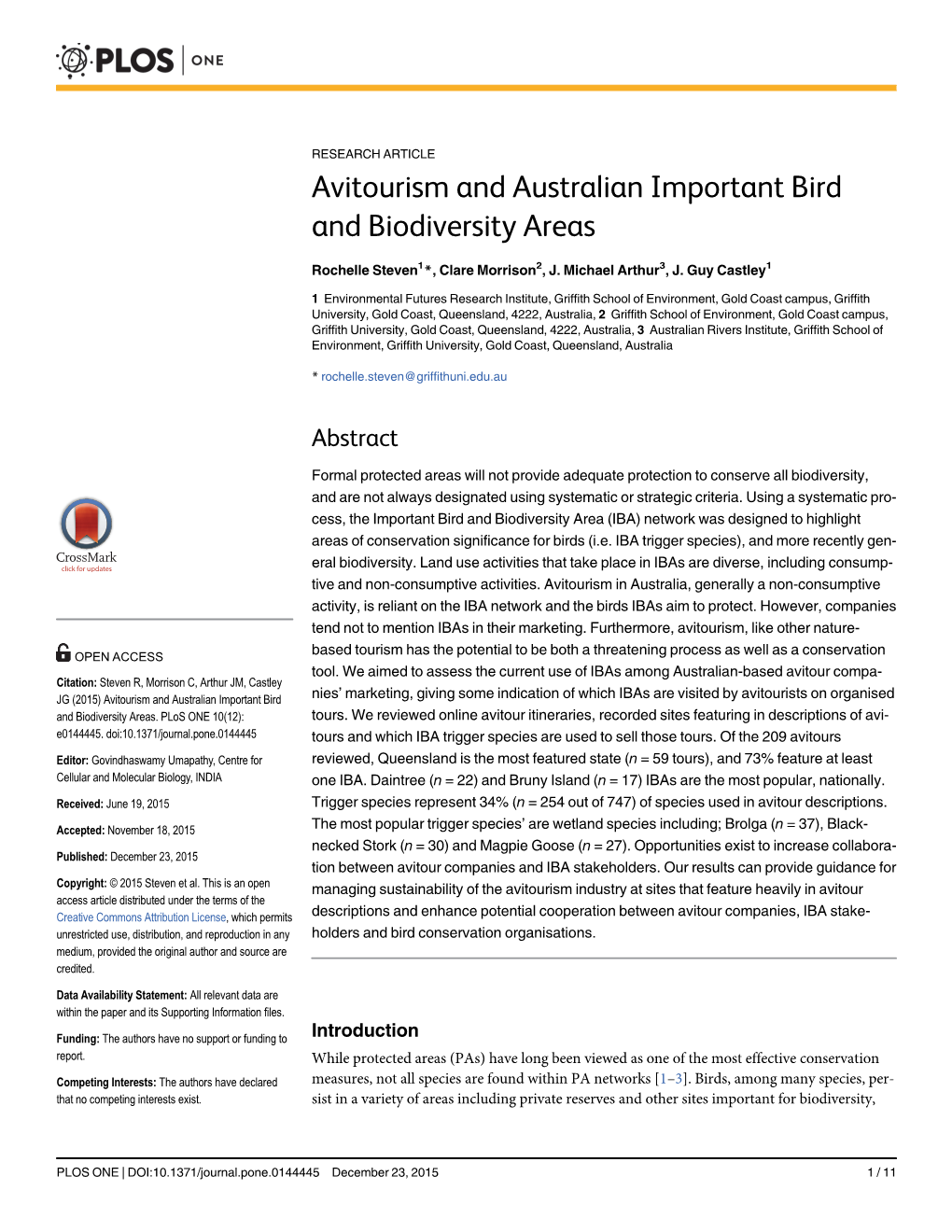 Avitourism and Australian Important Bird and Biodiversity Areas