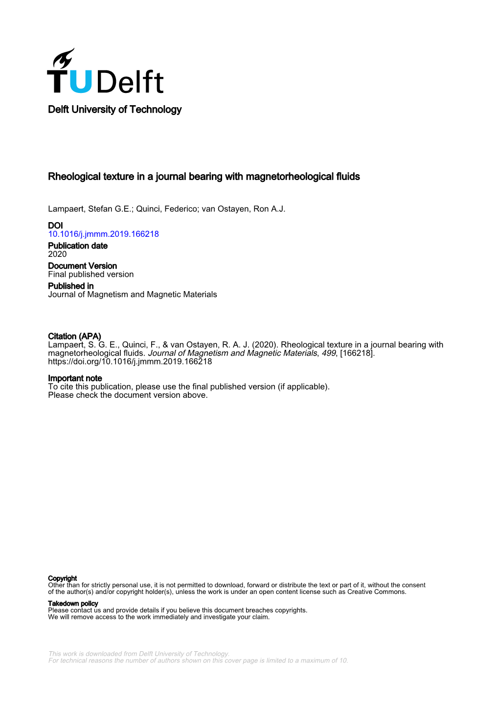 Rheological Texture in a Journal Bearing with Magnetorheological Fluids