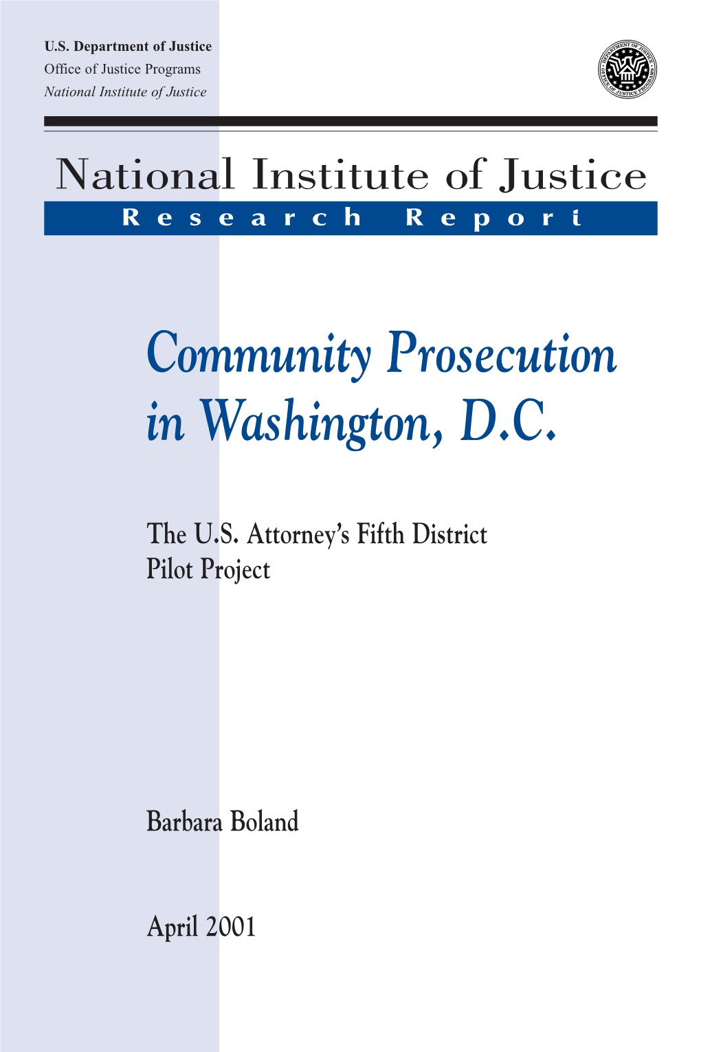 Community Prosecution in Washington DC