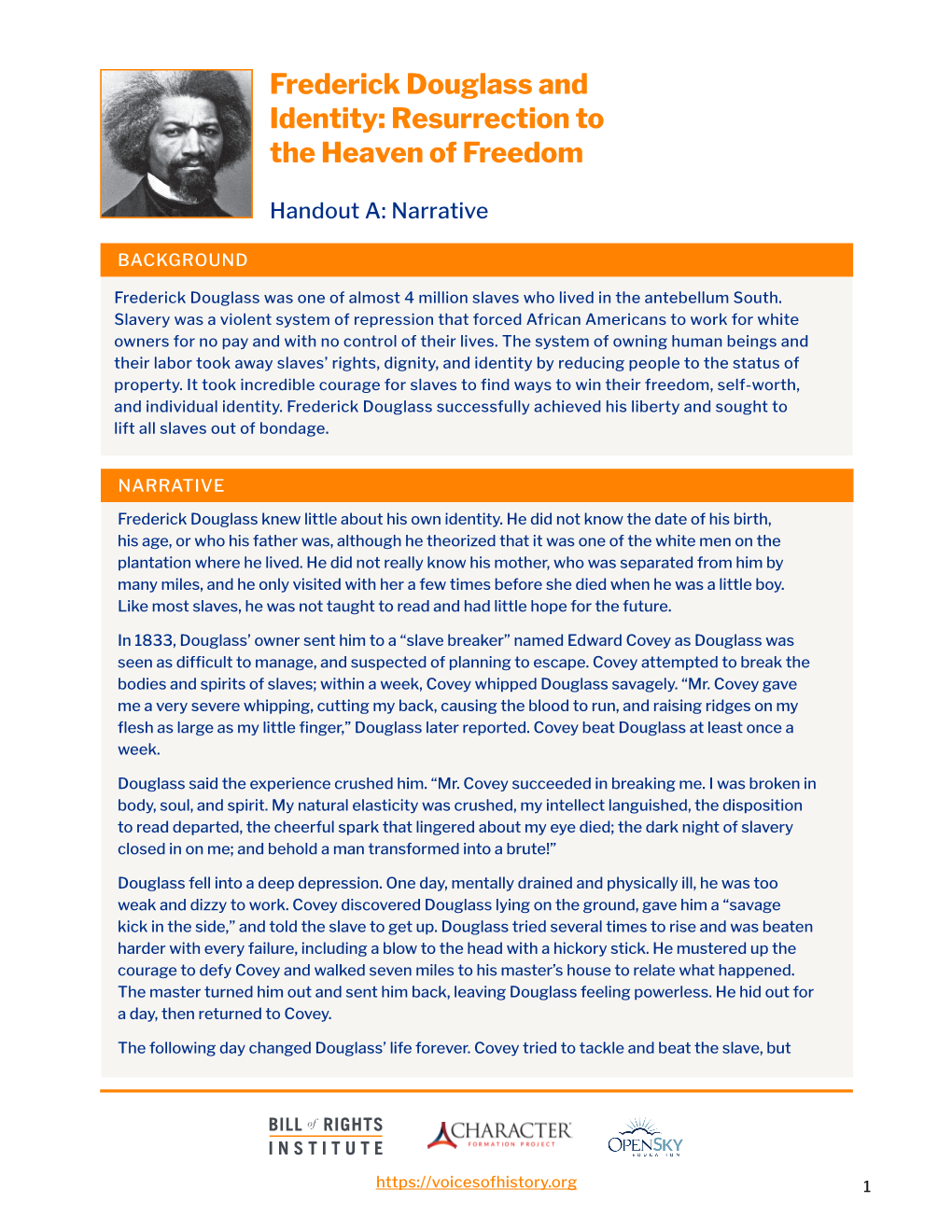 Frederick Douglass and Identity: Resurrection to the Heaven of Freedom