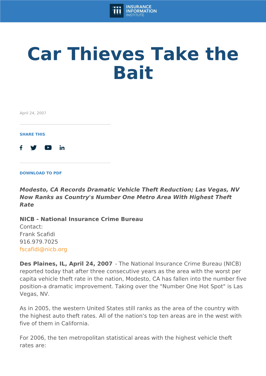 Car Thieves Take the Bait Car Thieves