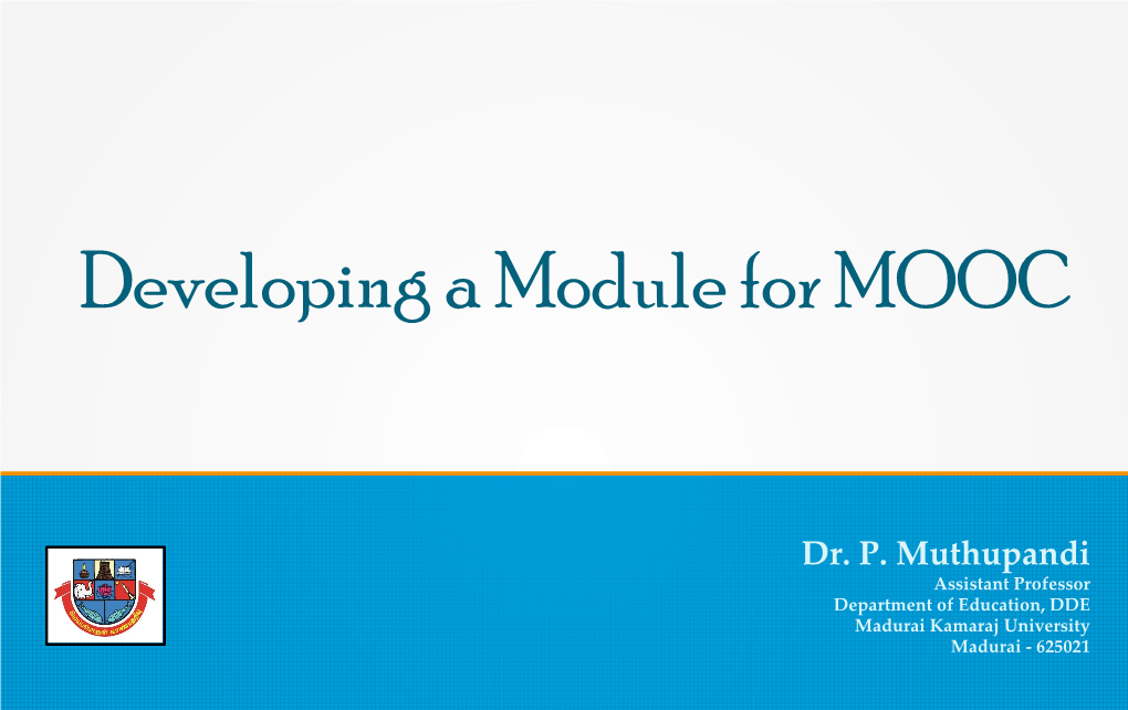 Developing a Module for MOOC