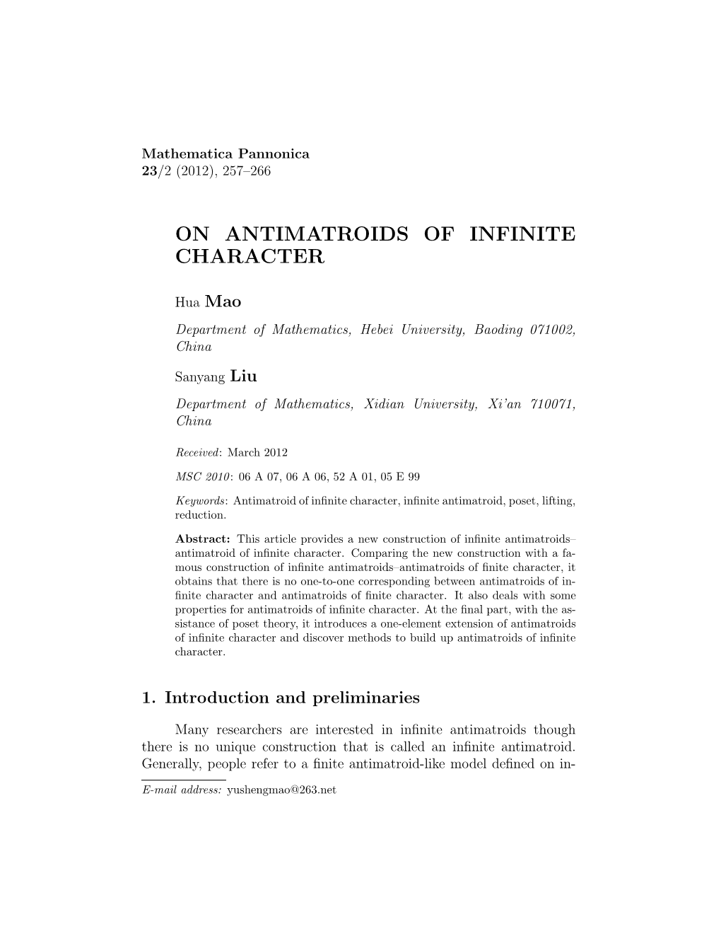 On Antimatroids of Infinite Character