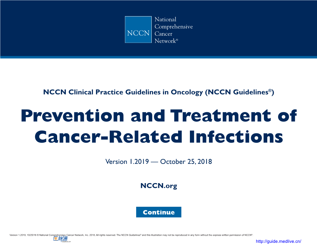 Prevention and Treatment of Cancer-Related Infections