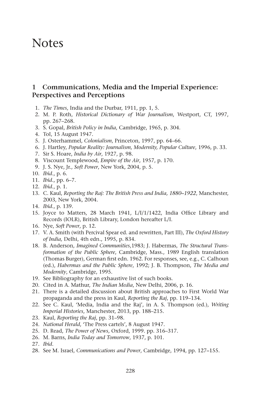 1 Communications, Media and the Imperial Experience: Perspectives and Perceptions