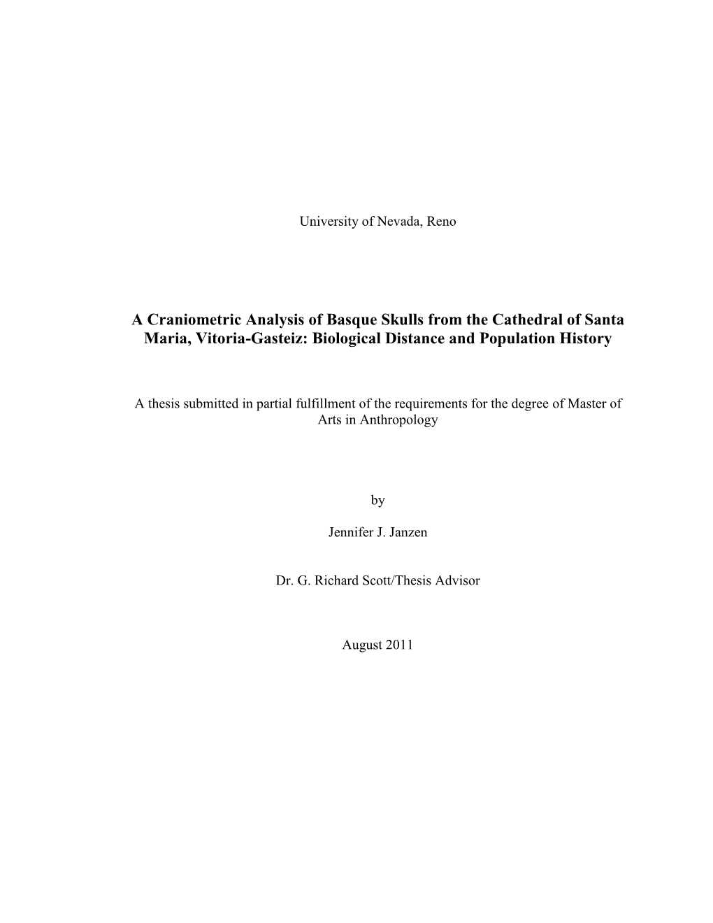 The Study Into Individual Classification and Biological Distance Using Cranial Morphology of a Basque Burial Population