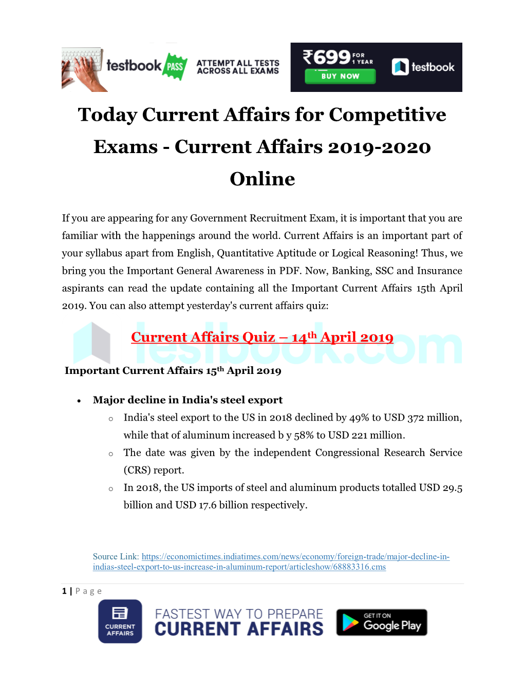 Current Affairs 2019-2020 Online