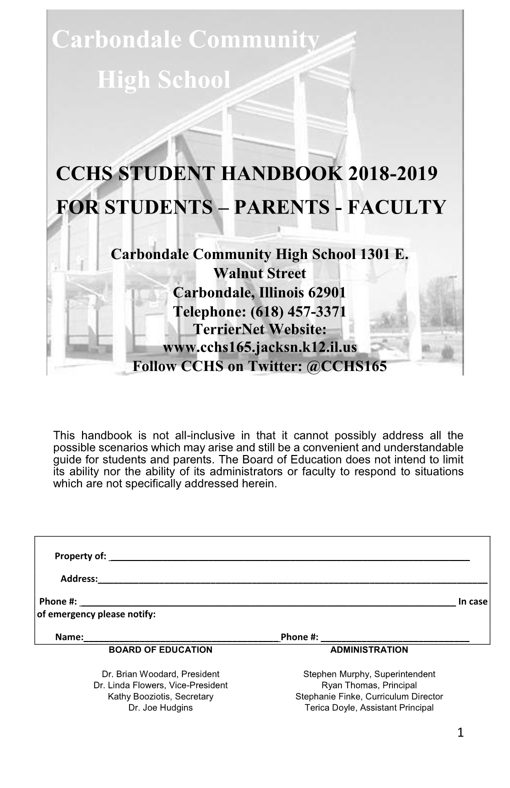 Cchs Student Handbook 2018-2019 for Students – Parents