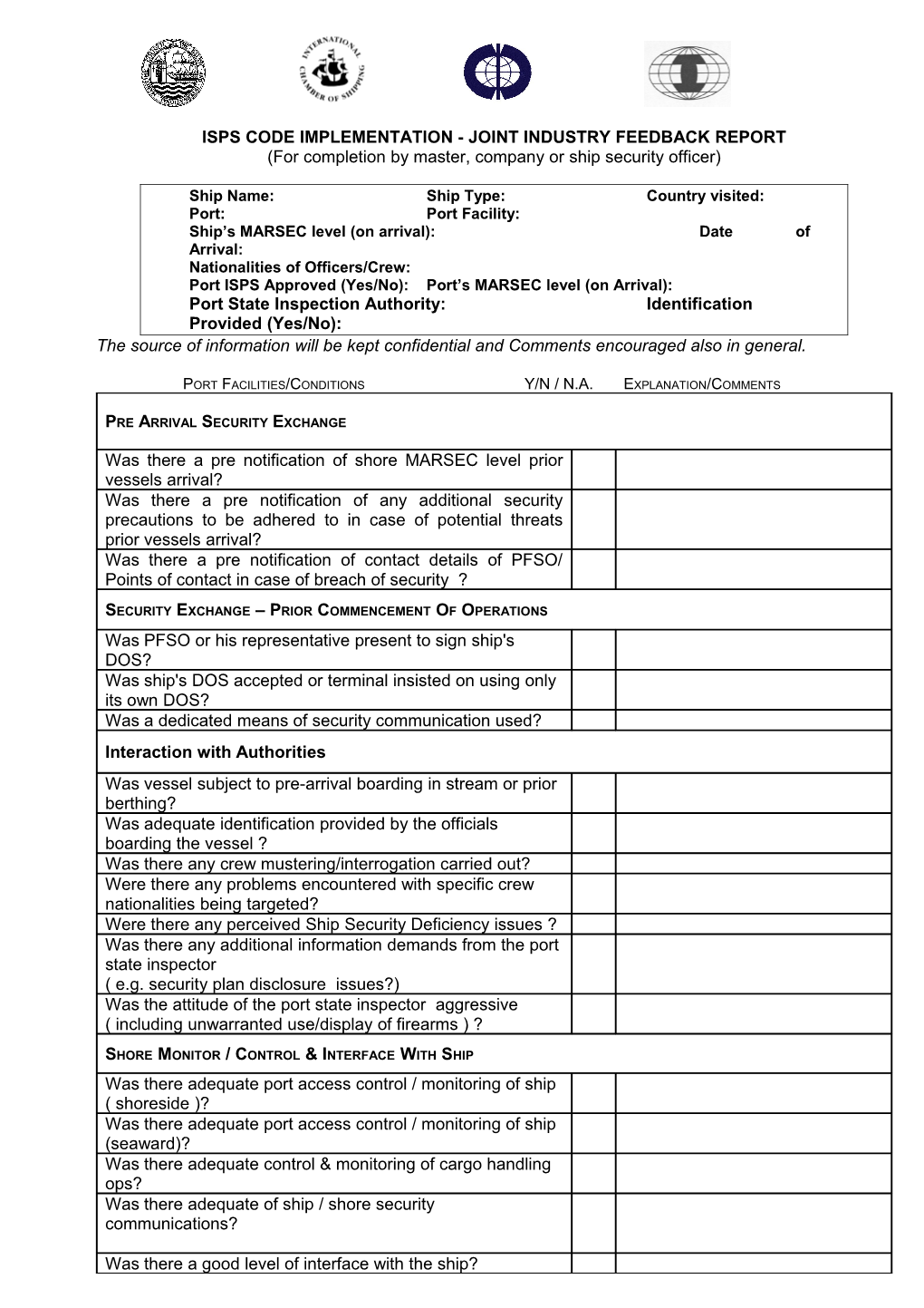 Isps Code Implementation - Joint Industry Feedback Report