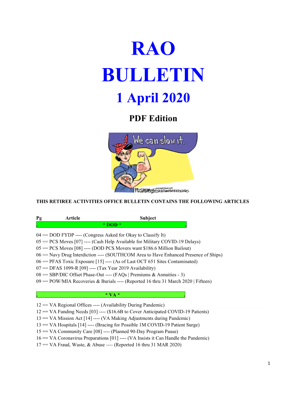 RAO BULLETIN 1 April 2020